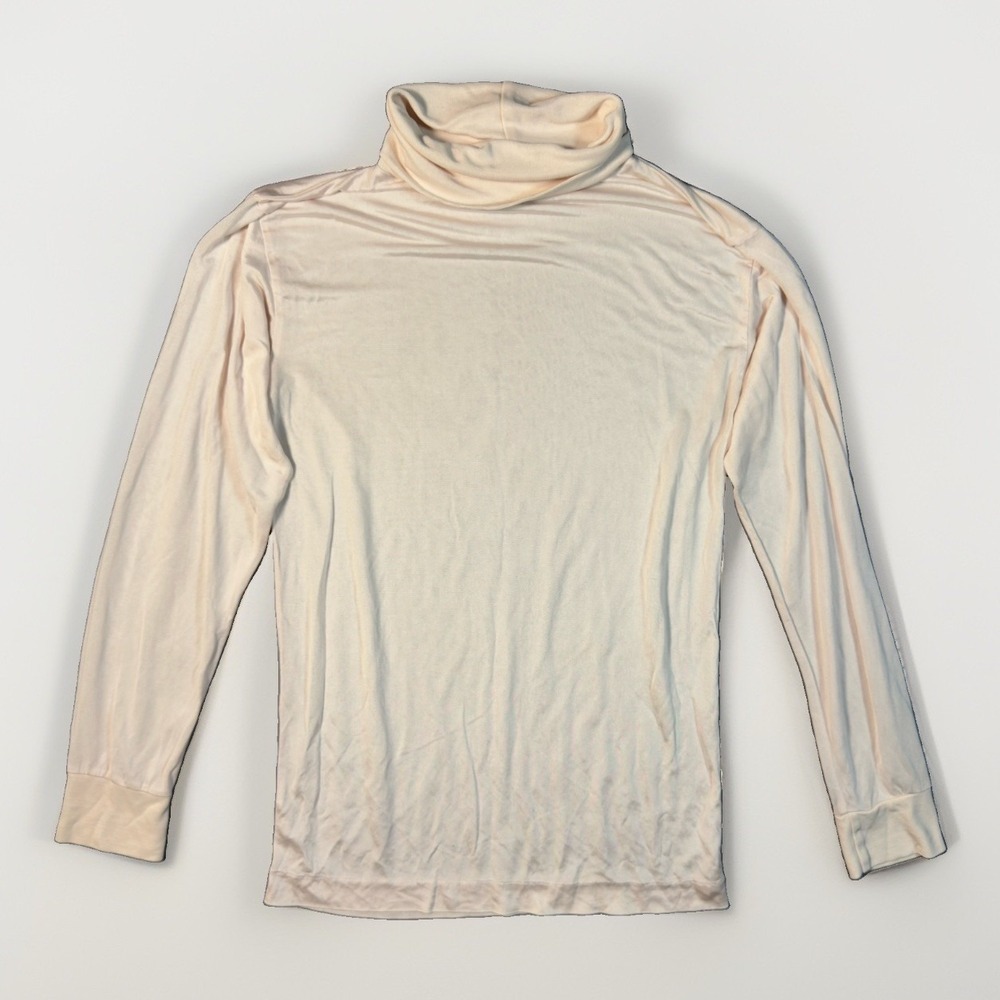 WinterSilks 100% Silk Turtleneck Top Womens S Light Pink Long Sleeve Layer